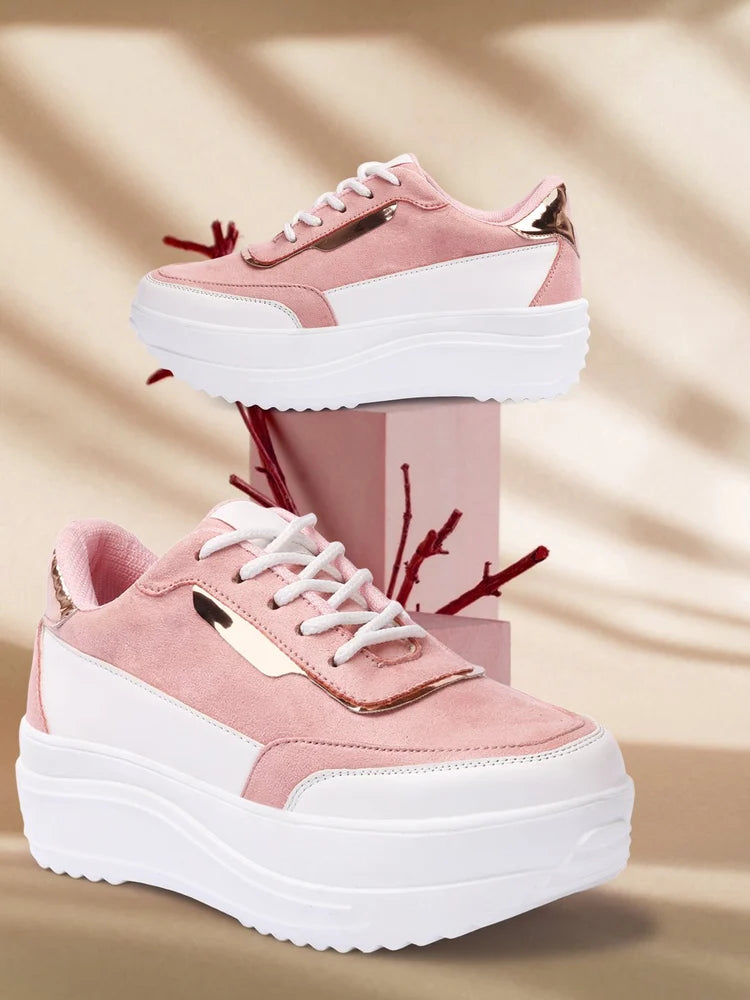 Women White Pink Sneakers