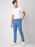 Men Slim Fit Jean for Men - Cotton Lycra Stretch Light Wash Mid Rise Button And Zip Casual Wear