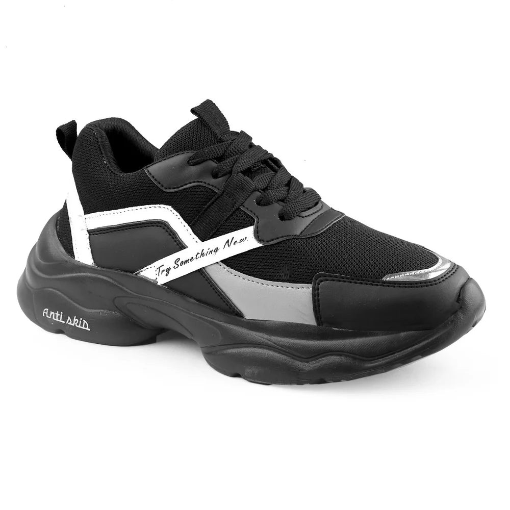 Printed Casual Wear 1408 Canvas Black Women Shoe