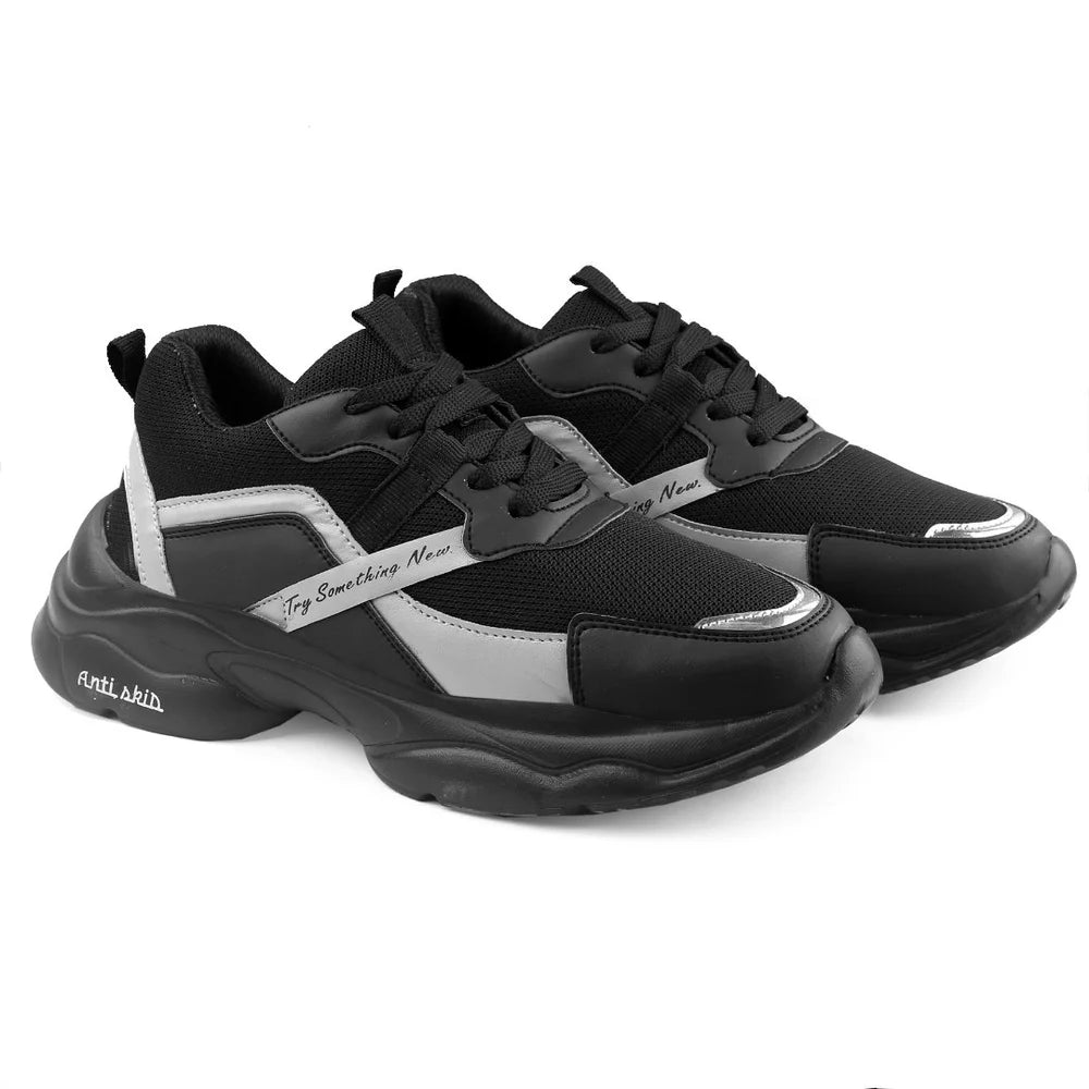 Printed Casual Wear 1408 Canvas Black Women Shoe