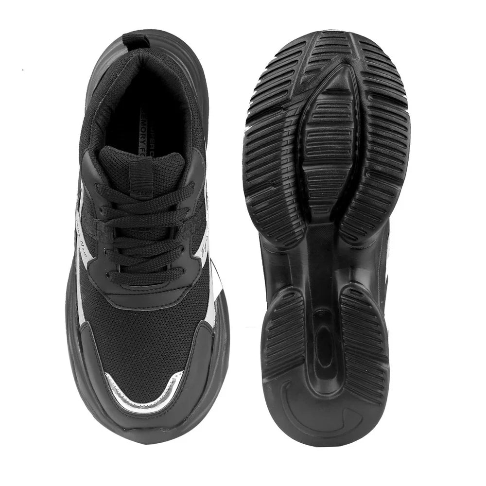 Printed Casual Wear 1408 Canvas Black Women Shoe