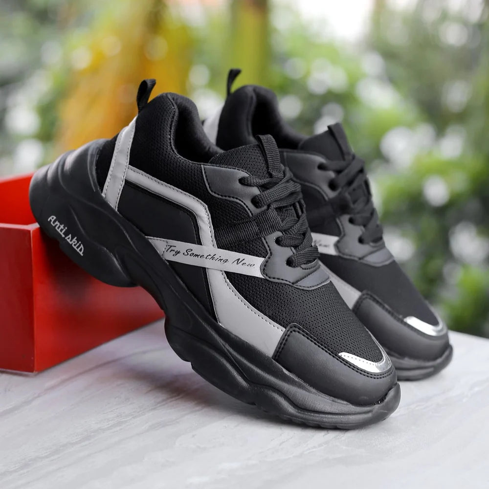 Printed Casual Wear 1408 Canvas Black Women Shoe