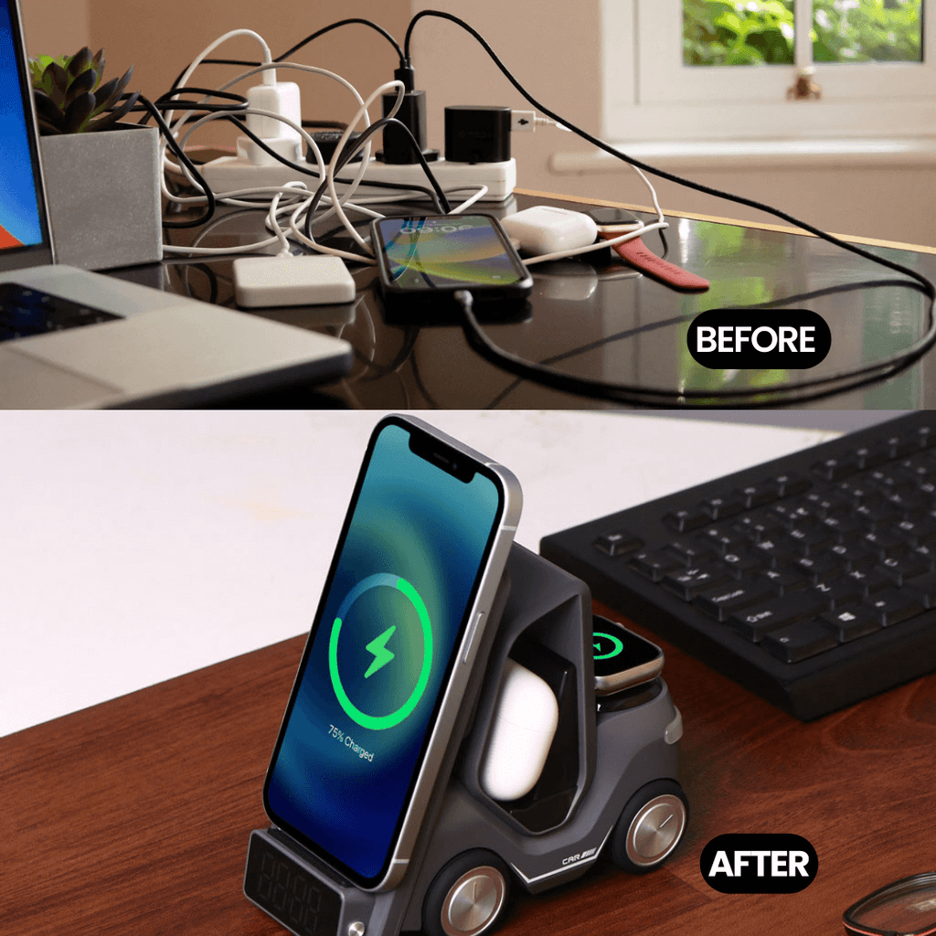 Bigsmall Charge Cruiser- 3 in 1 Wireless Charger with Clock