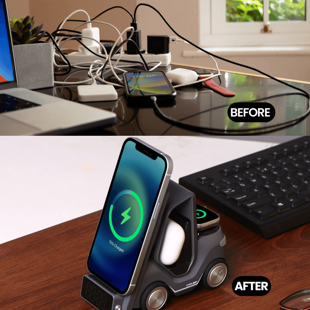 Bigsmall Charge Cruiser- 3 in 1 Wireless Charger with Clock