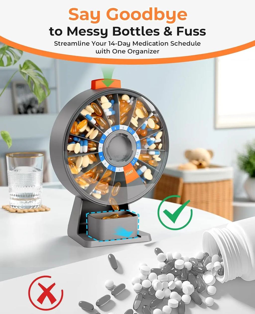 Wall-Mounted Pill Dispenser Organizer