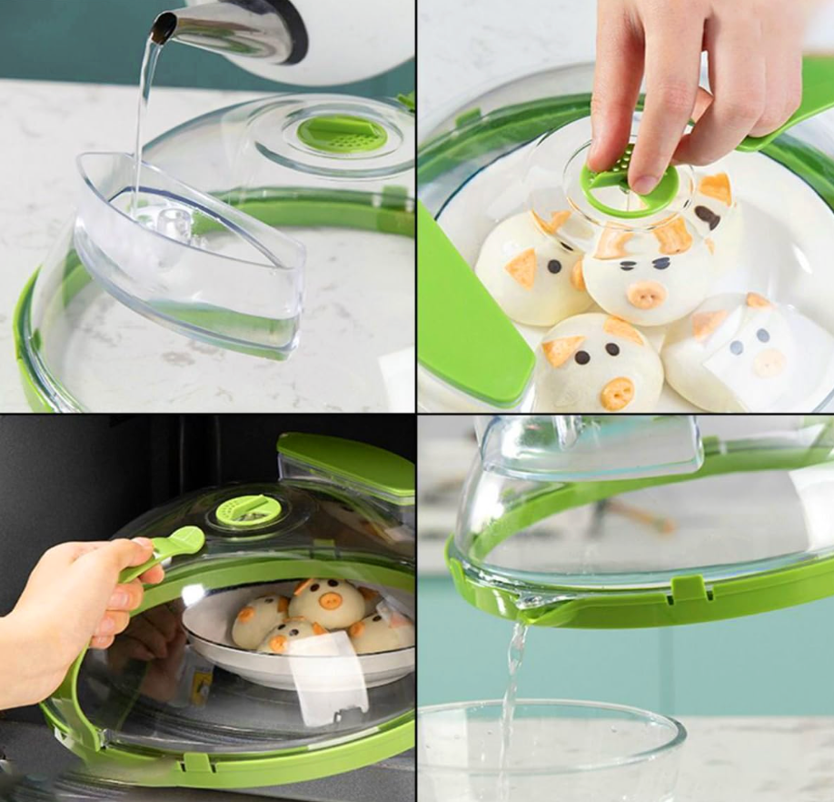 Ventilated Steam-Release Microwave Cover