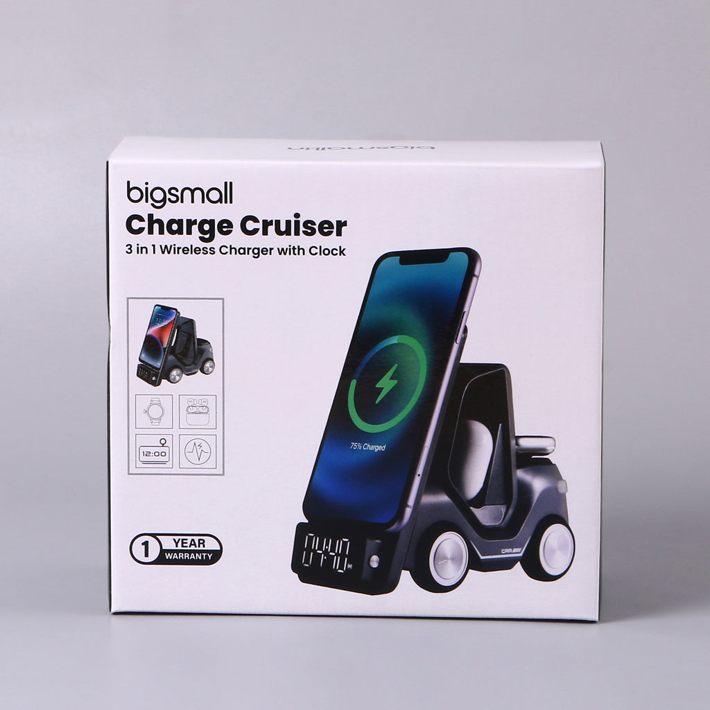 Bigsmall Charge Cruiser- 3 in 1 Wireless Charger with Clock