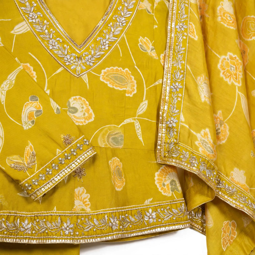 JSR Wo Modal Frock Pant Set with Chanderi Dupatta & Hand Work For Women