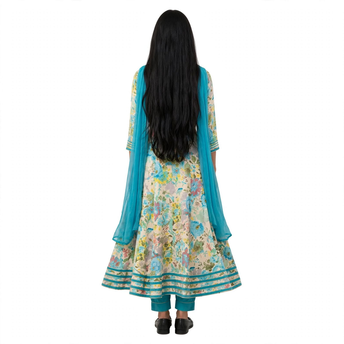 JSR Wo Rayon Angrakha Frock Pant Set with Dupatta & Hand Work For Women