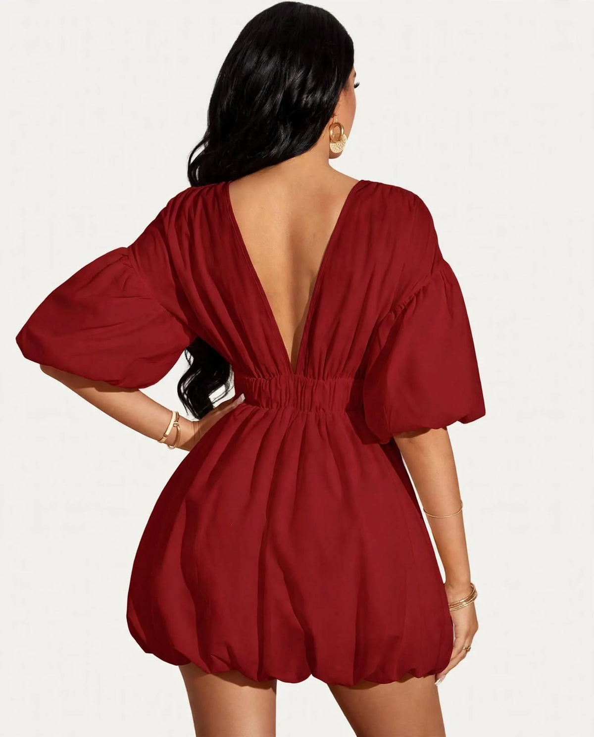 Wo V Neck Dress | Short Sleeve Polyester Dress For Women