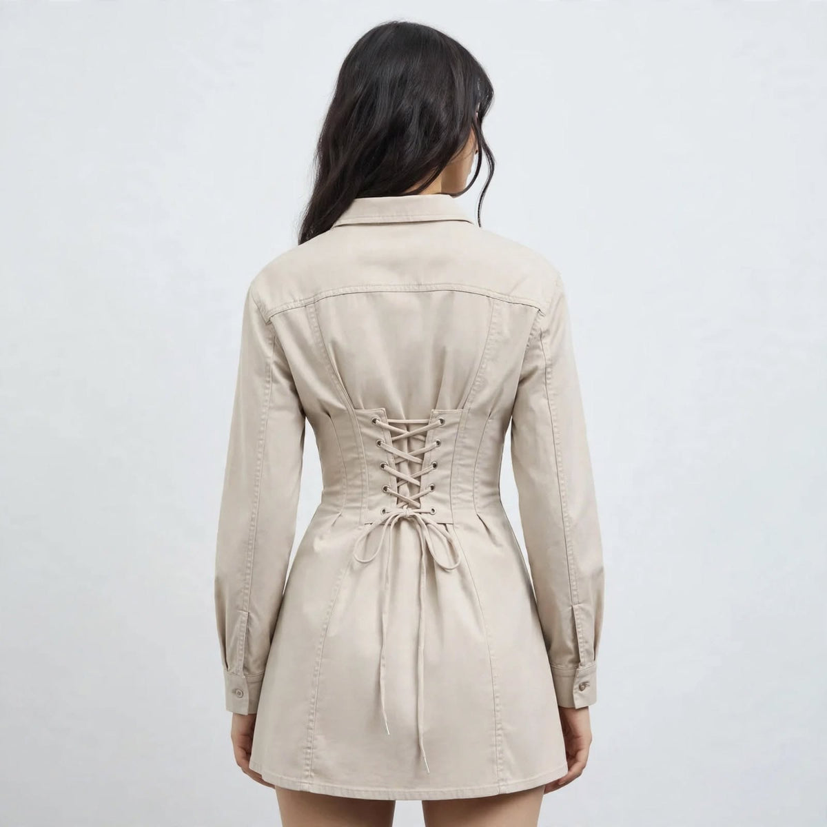 Wo Satin Shirt Dress | Full Sleeve Collar Neck Short Party Dress For Women