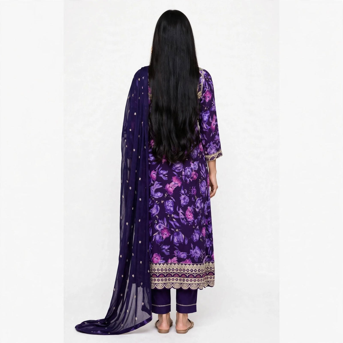 JSR Wo Milano Frock Pant Set with Chinnon Dupatta & Zari Hand Work For Women
