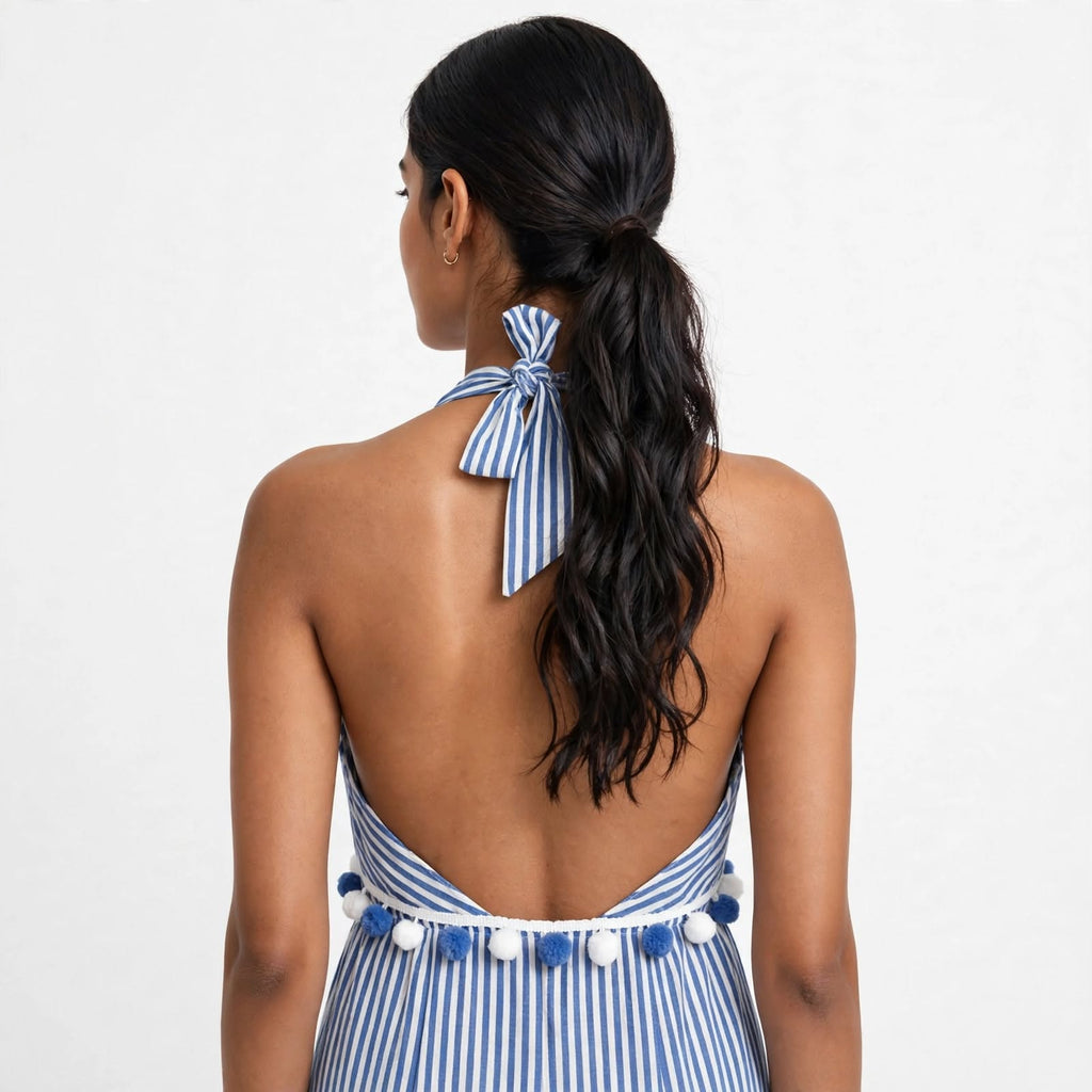 Wo Cotton Beach Wear Dress | V Neck Lace Work Resort Dress For Women