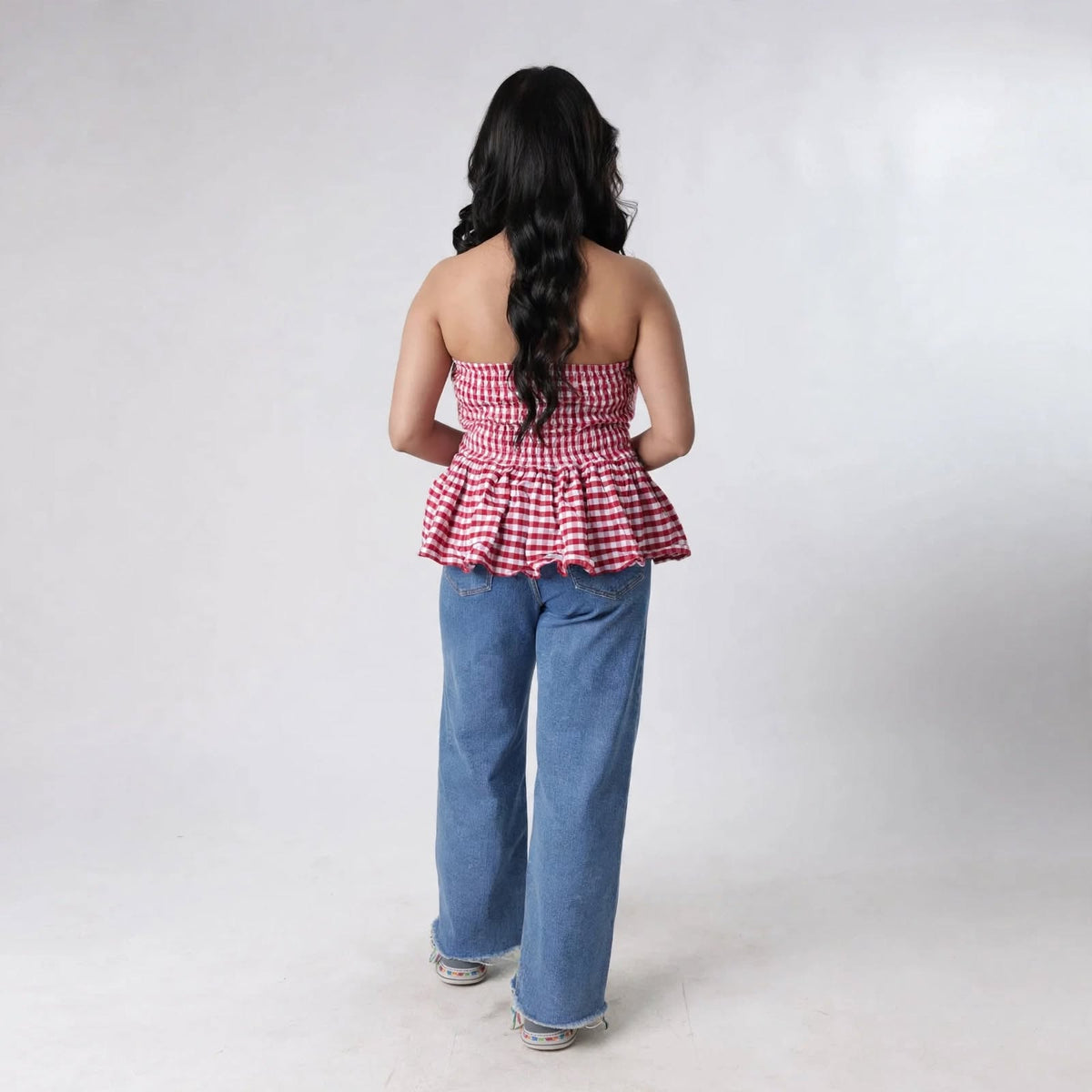 Wo Printed Off Shoulder Top | Slim Fit Short Polycotton Casual Top For Women