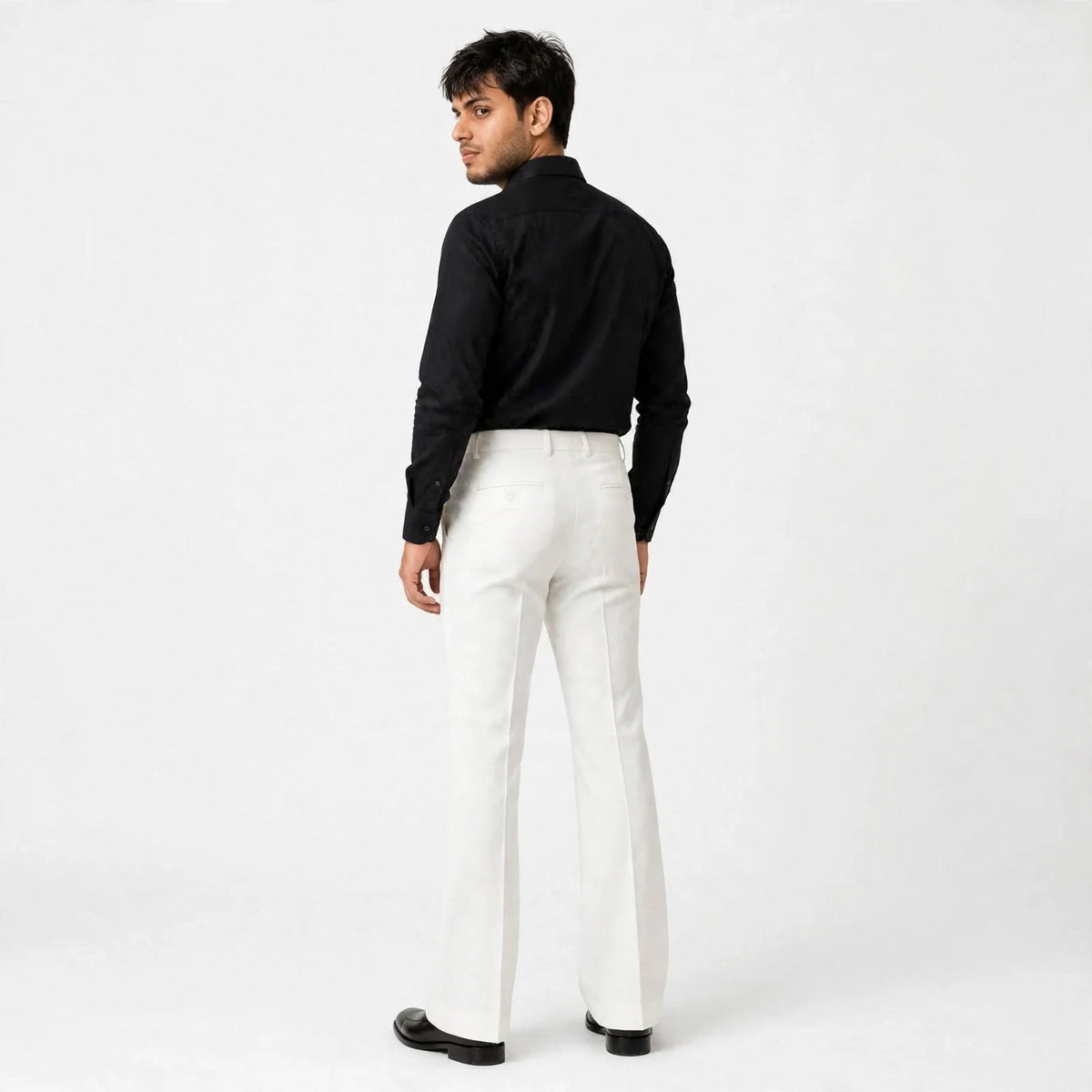 Flared Tailored Formal Trouser – Cotton Blend Regular Fit Mid Rise For Men