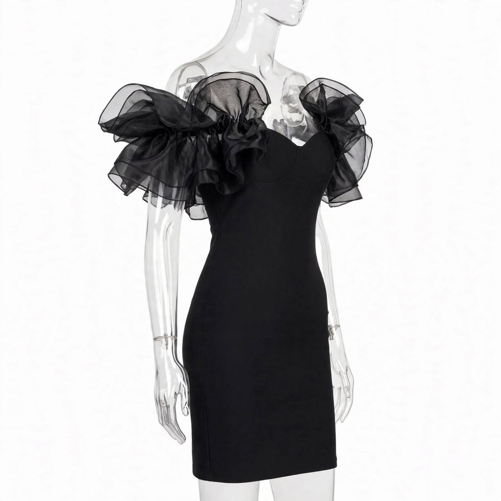 Wo Cotton Dress | Ruffle Sleeve Short Dress For Women