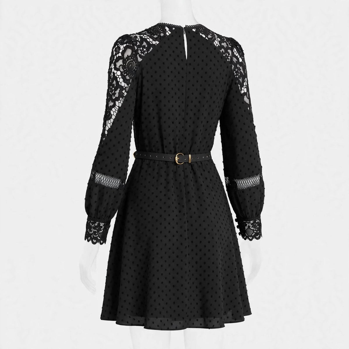 Wo Lace Mini Dress | Long Sleeve Polyester Dress For Women
