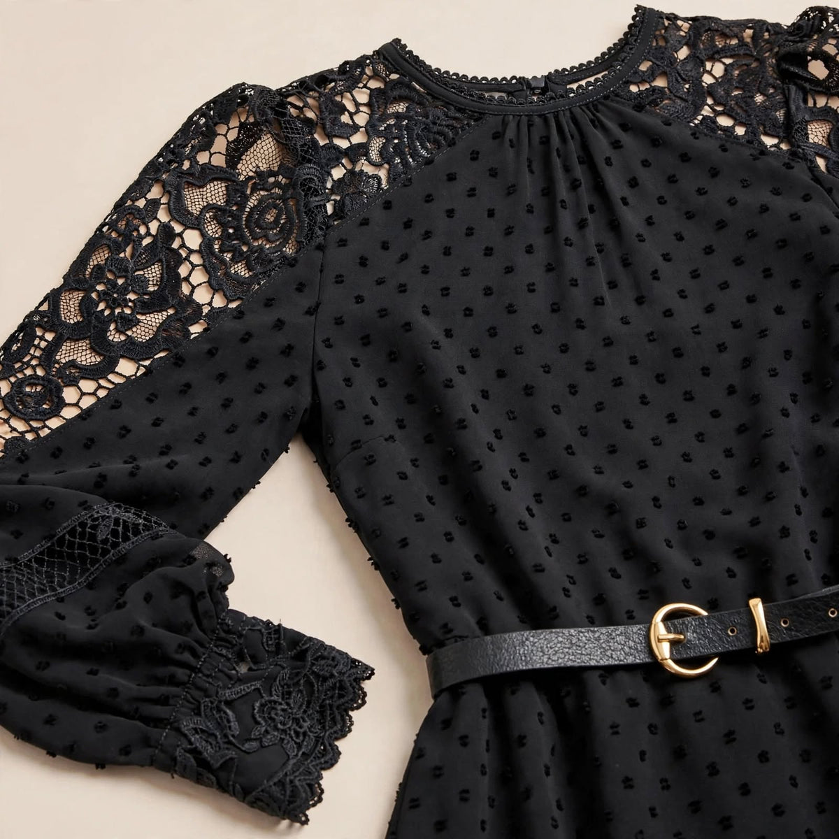Wo Lace Mini Dress | Long Sleeve Polyester Dress For Women