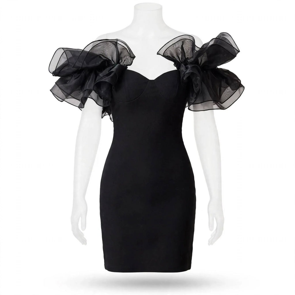 Wo Cotton Dress | Ruffle Sleeve Short Dress For Women