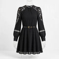 Wo Lace Mini Dress | Long Sleeve Polyester Dress For Women