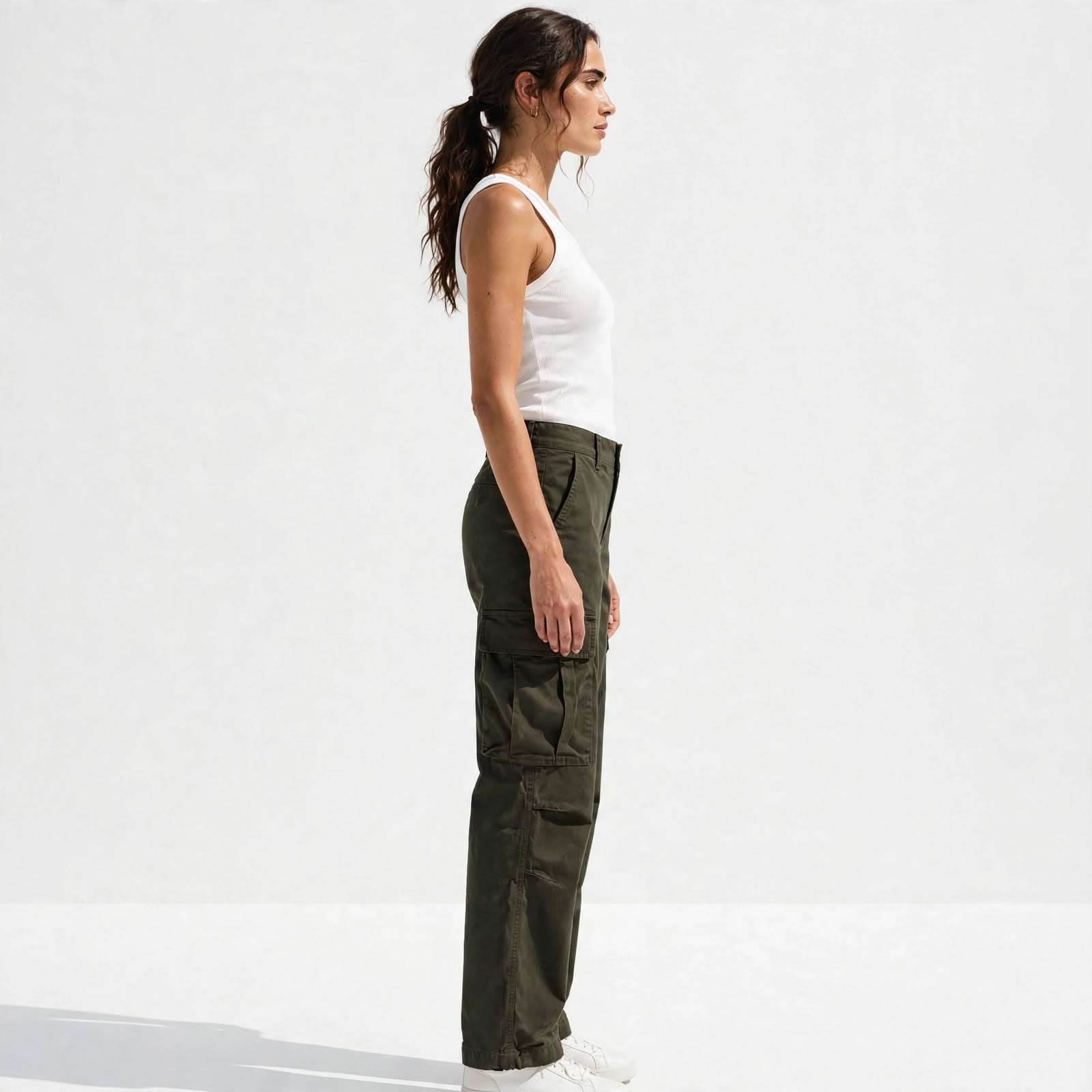 Wo Cargo Pants | Baggy Fit Polyester Utility Trousers For Women