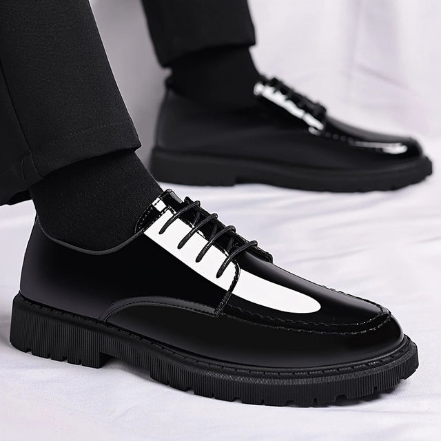 Men's Shining Black Lace-Up Party & Formal Shoes