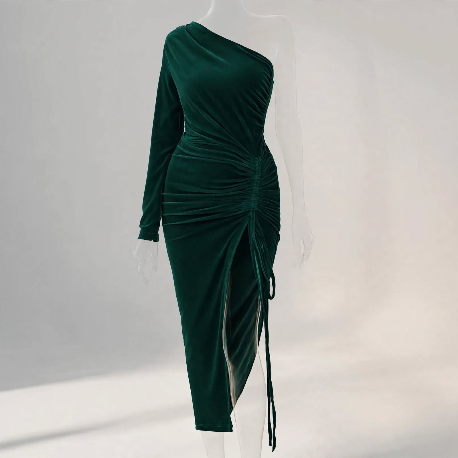 Wo Velvet Party Wear Dress | One Shoulder Maxi Dress For Women