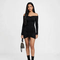 Wo Ribbed Midi Dress | Full Sleeve Indo Western Casual Dress For Women