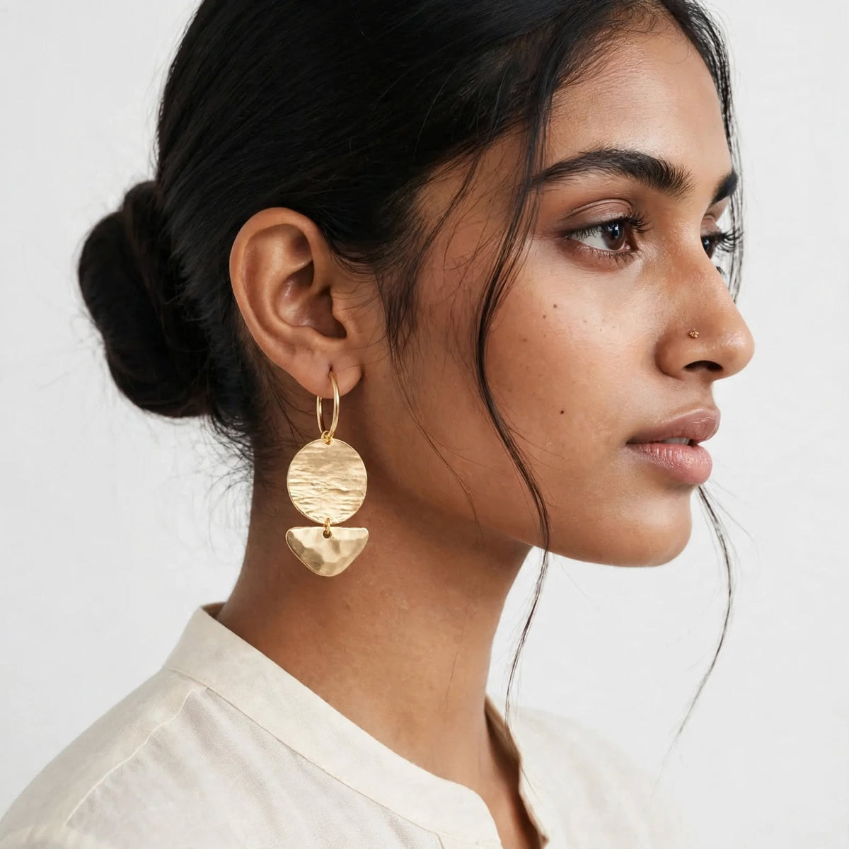 Plated Geometric Dangle Drop Earrings | Handmade Brass Party Wear Jewellery For Women