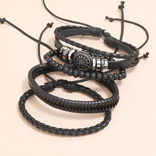 Fashion Frill Braided PU Leather Bracelet | Layer FFBL178 For Men