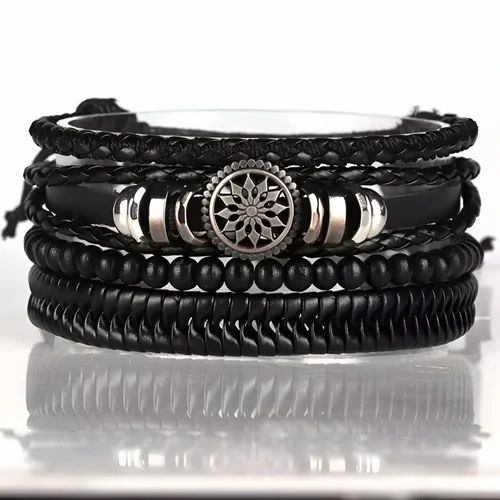 Fashion Frill Braided PU Leather Bracelet | Layer FFBL178 For Men