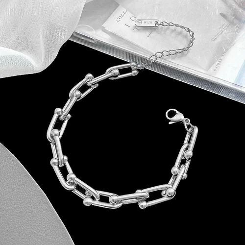 Fashion Frill Square Box Chain Bracelet | Rhodium Plated FFBL256 For Women