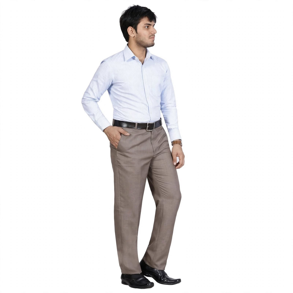 Flat Front Formal Trouser – Cotton Blend Regular Fit Mid Rise For Men