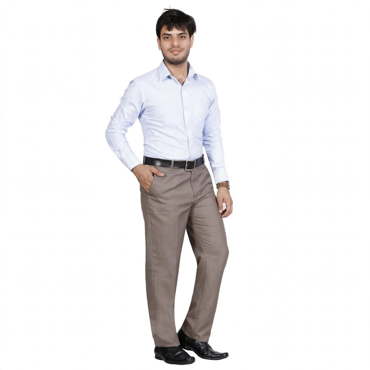 Flat Front Formal Trouser – Cotton Blend Regular Fit Mid Rise For Men