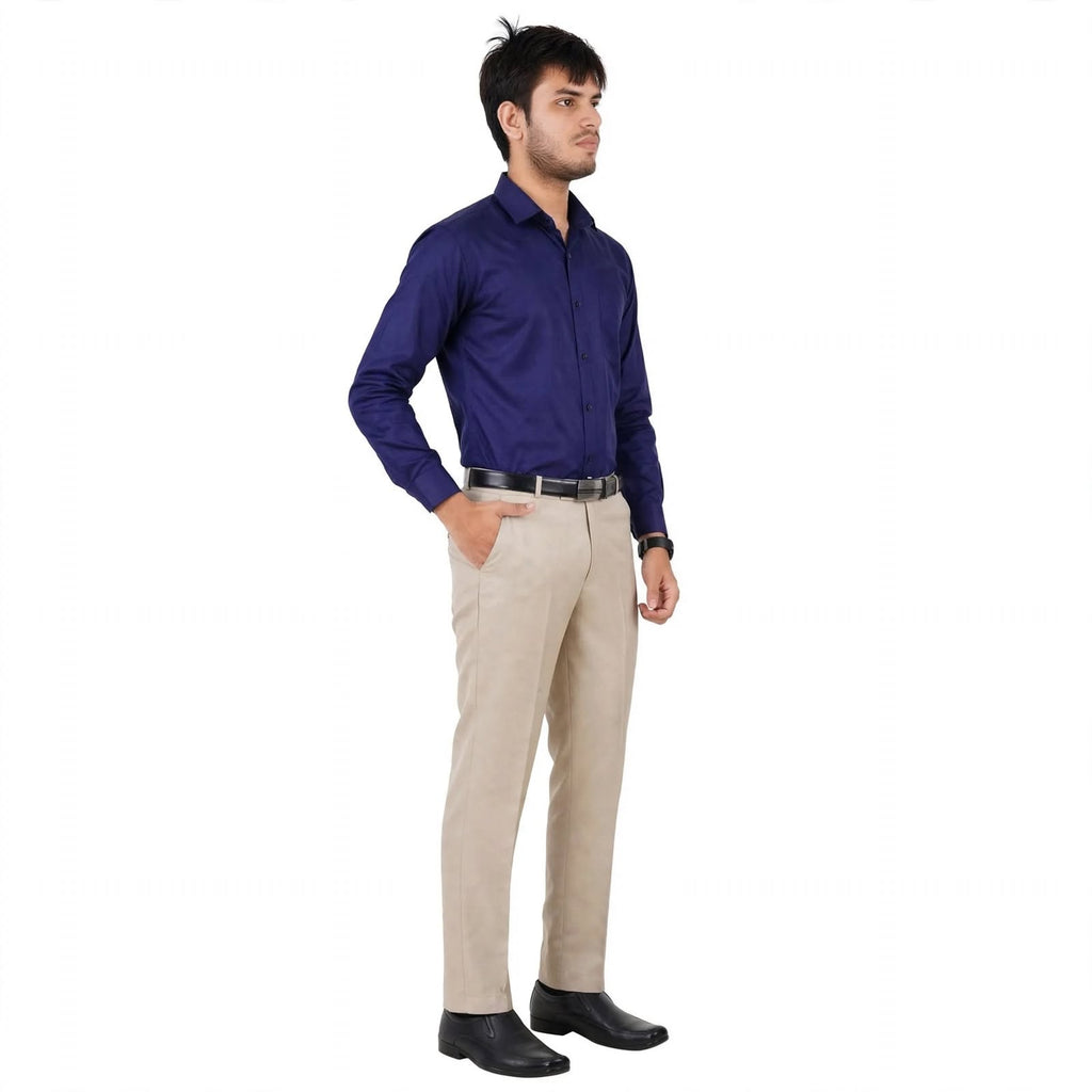 Flat Front Formal Trouser – Cotton Blend Regular Fit Mid Rise For Men
