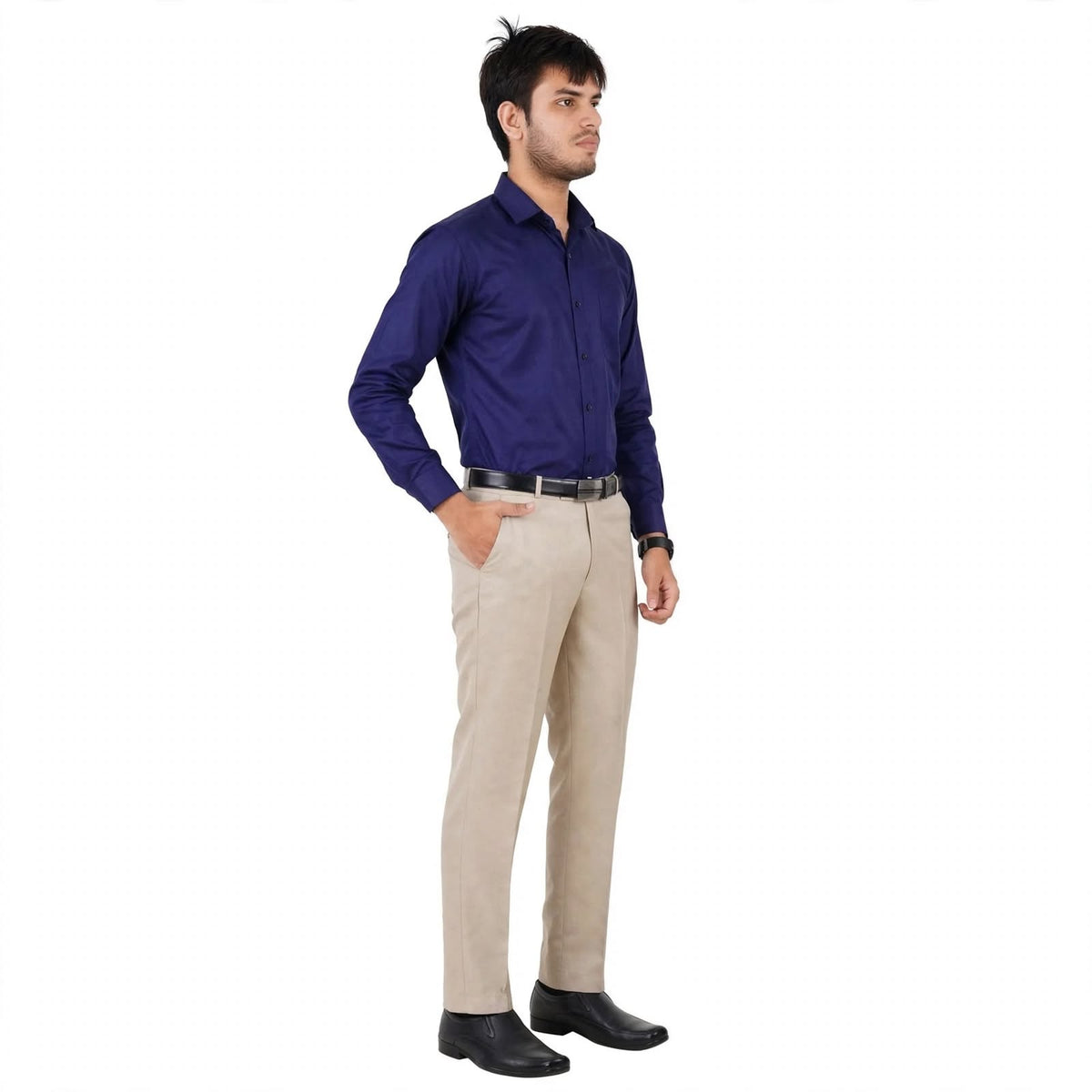 Flat Front Formal Trouser – Cotton Blend Regular Fit Mid Rise For Men