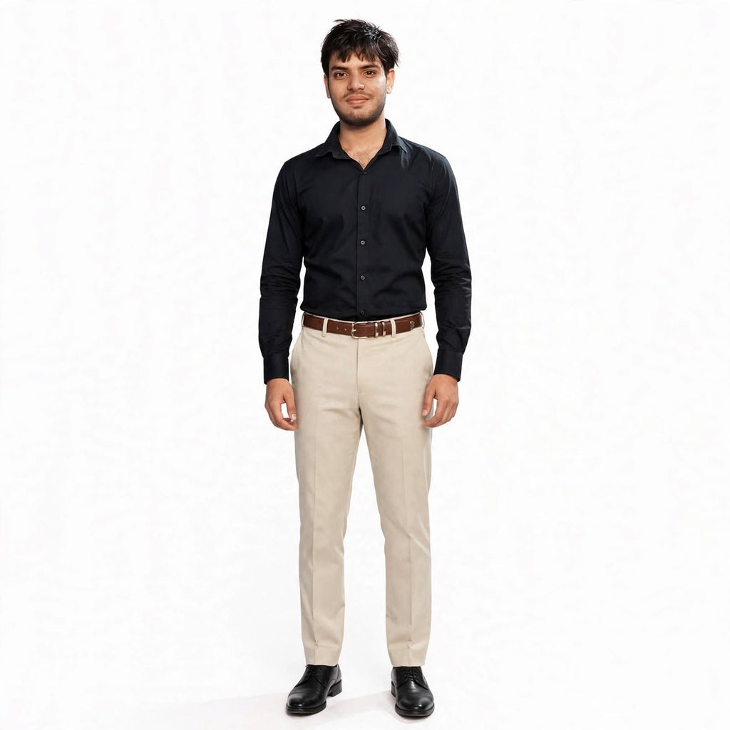Formal Pants – Cotton Lycra Regular Fit Plain Trousers For Men