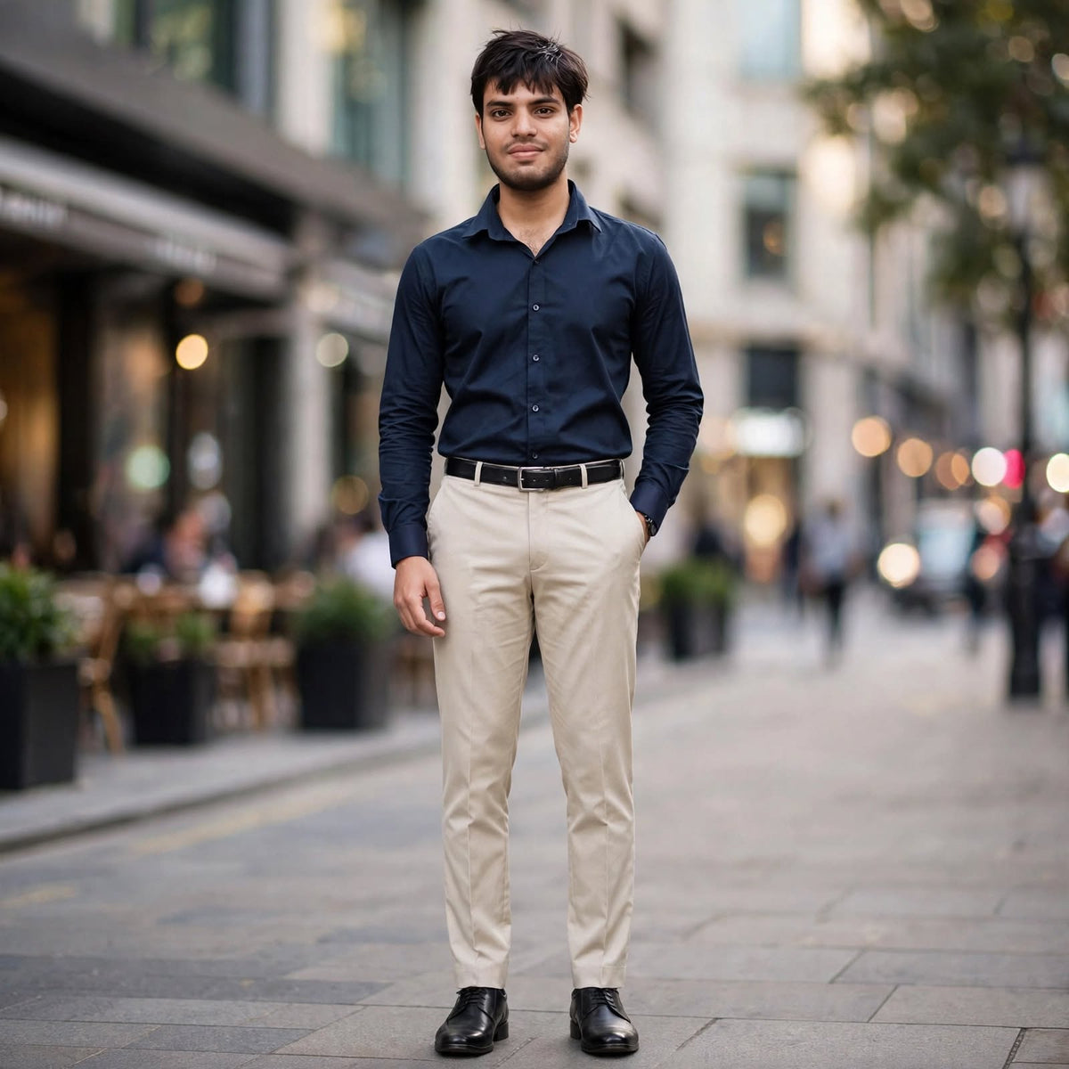 Flat Front Formal Trouser – Cotton Blend Regular Fit Mid Rise For Men