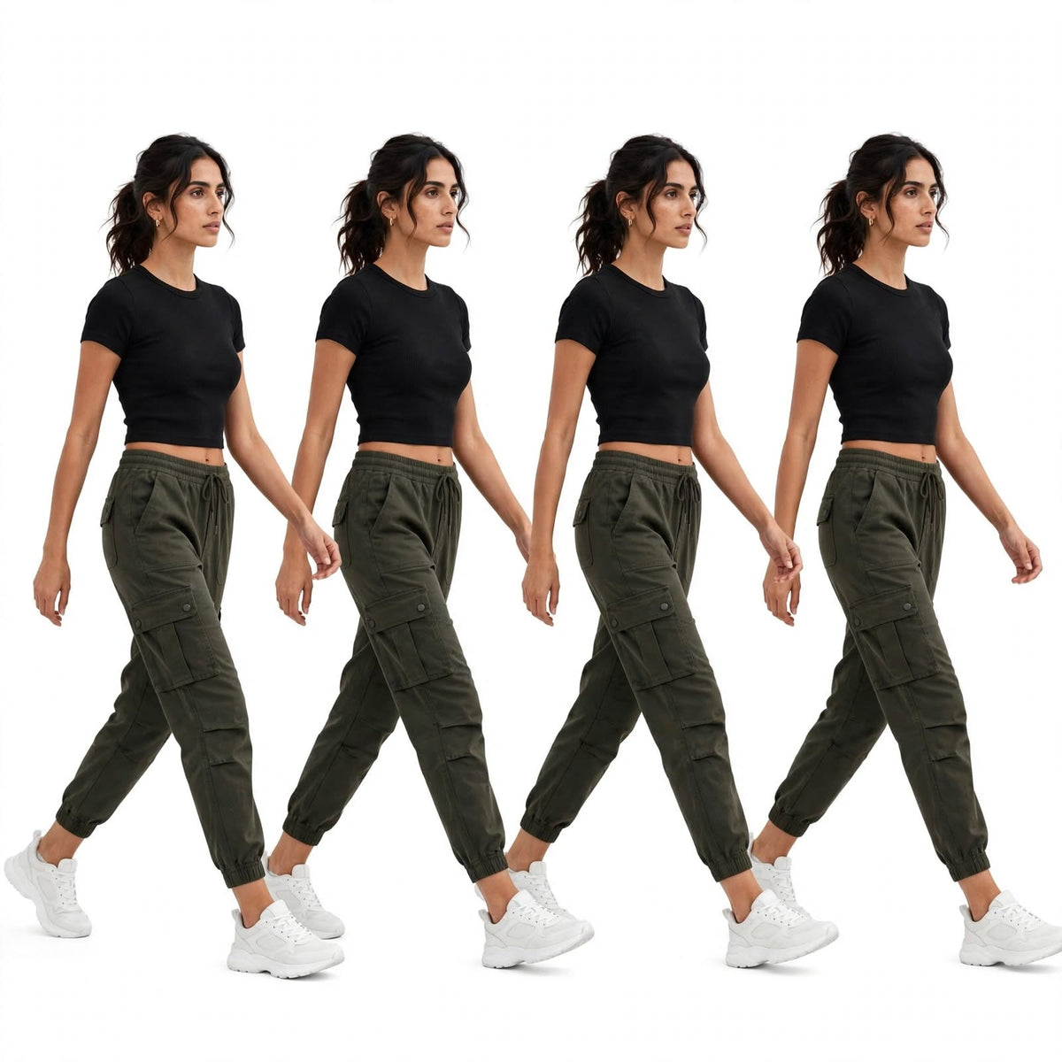 Wo Cargo Pants | Baggy Fit Polyester Utility Trousers For Women