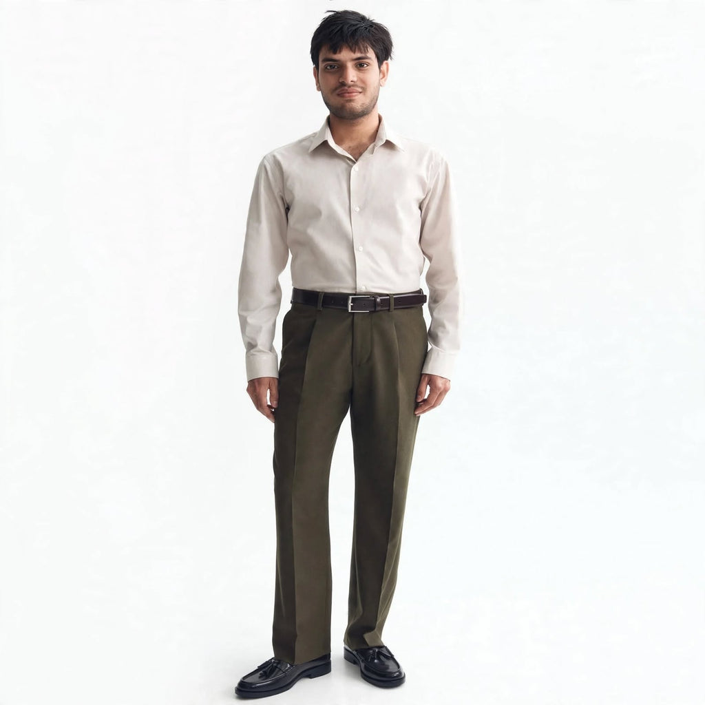 Regular Fit Formal Trouser – Cotton Lycra Single Pleated Tailored Pants For Men