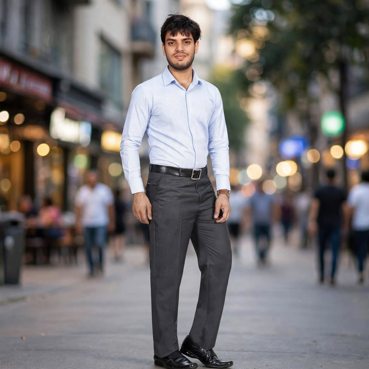 Flat Front Formal Trouser – Cotton Blend Regular Fit Mid Rise For Men