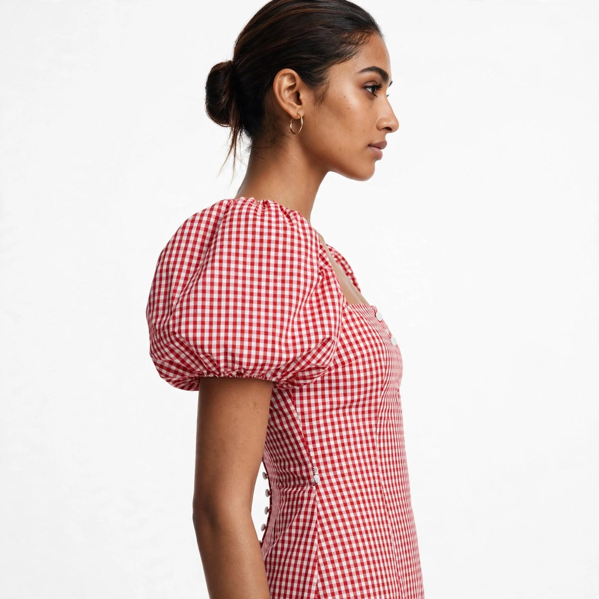 Wo Cotton Puff Sleeve Mini Dress | Square Neck Bodycon Party Dress For Women