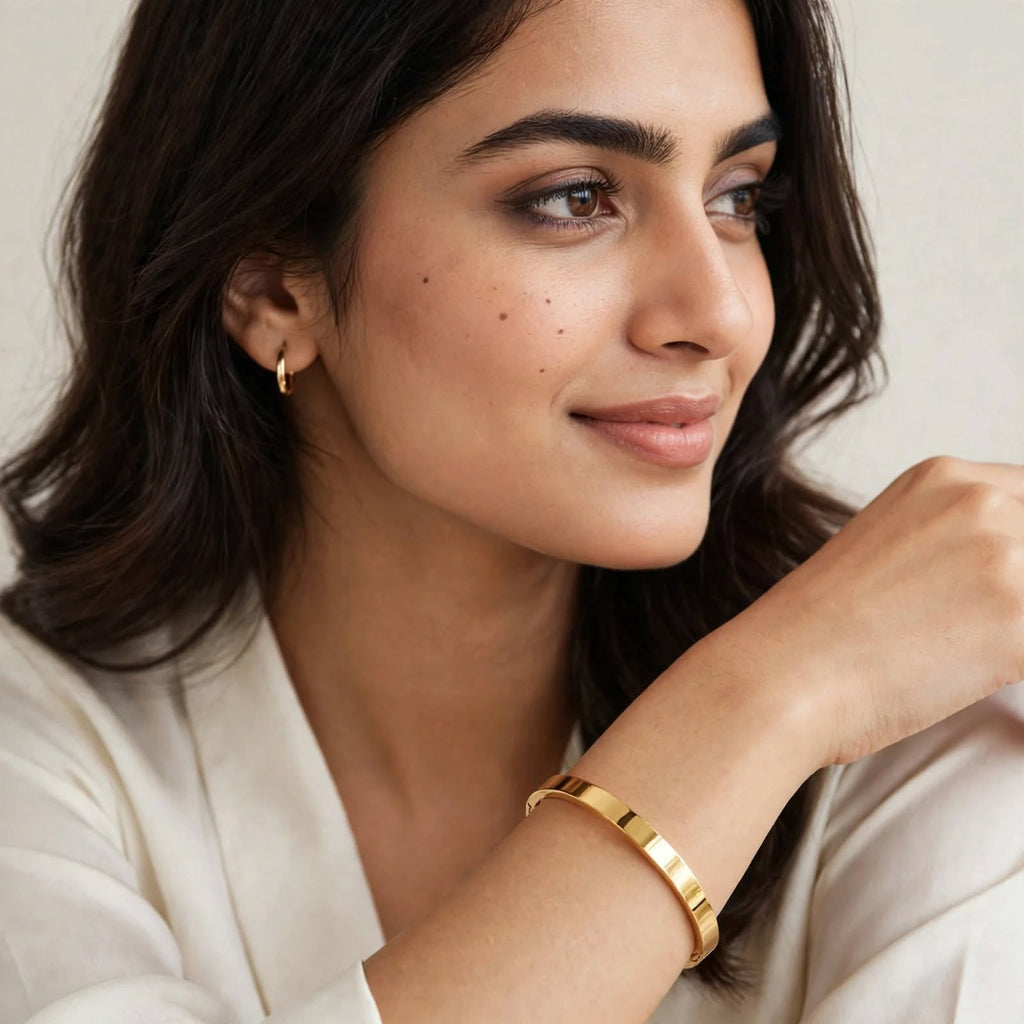 Fashion Frill Plain Plated Kada Bracelet | Anti-Tarnish FFBL251 For Women