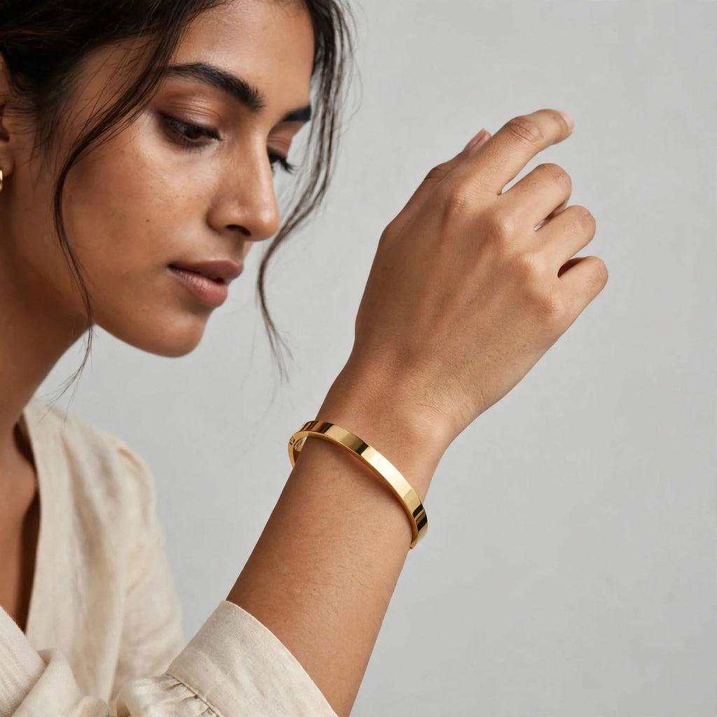Fashion Frill Plain Plated Kada Bracelet | Anti-Tarnish FFBL251 For Women