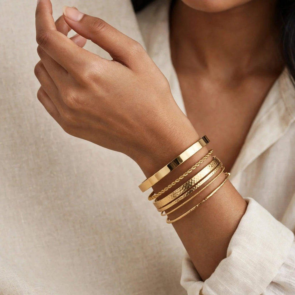 Fashion Frill Plain Plated Kada Bracelet | Anti-Tarnish FFBL251 For Women