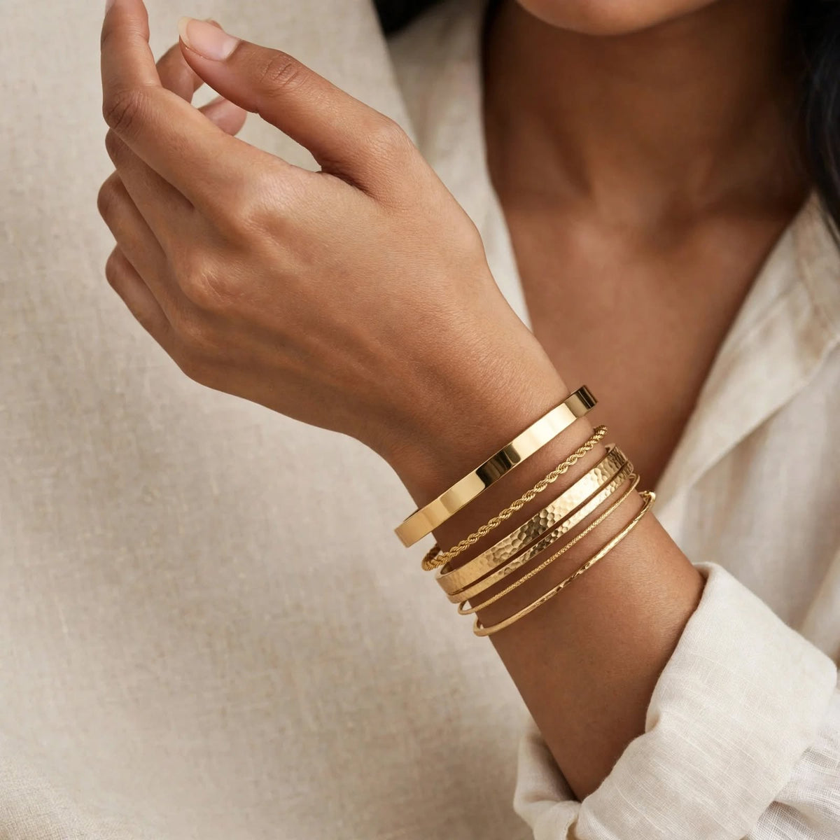 Fashion Frill Plain Plated Kada Bracelet | Anti-Tarnish FFBL251 For Women