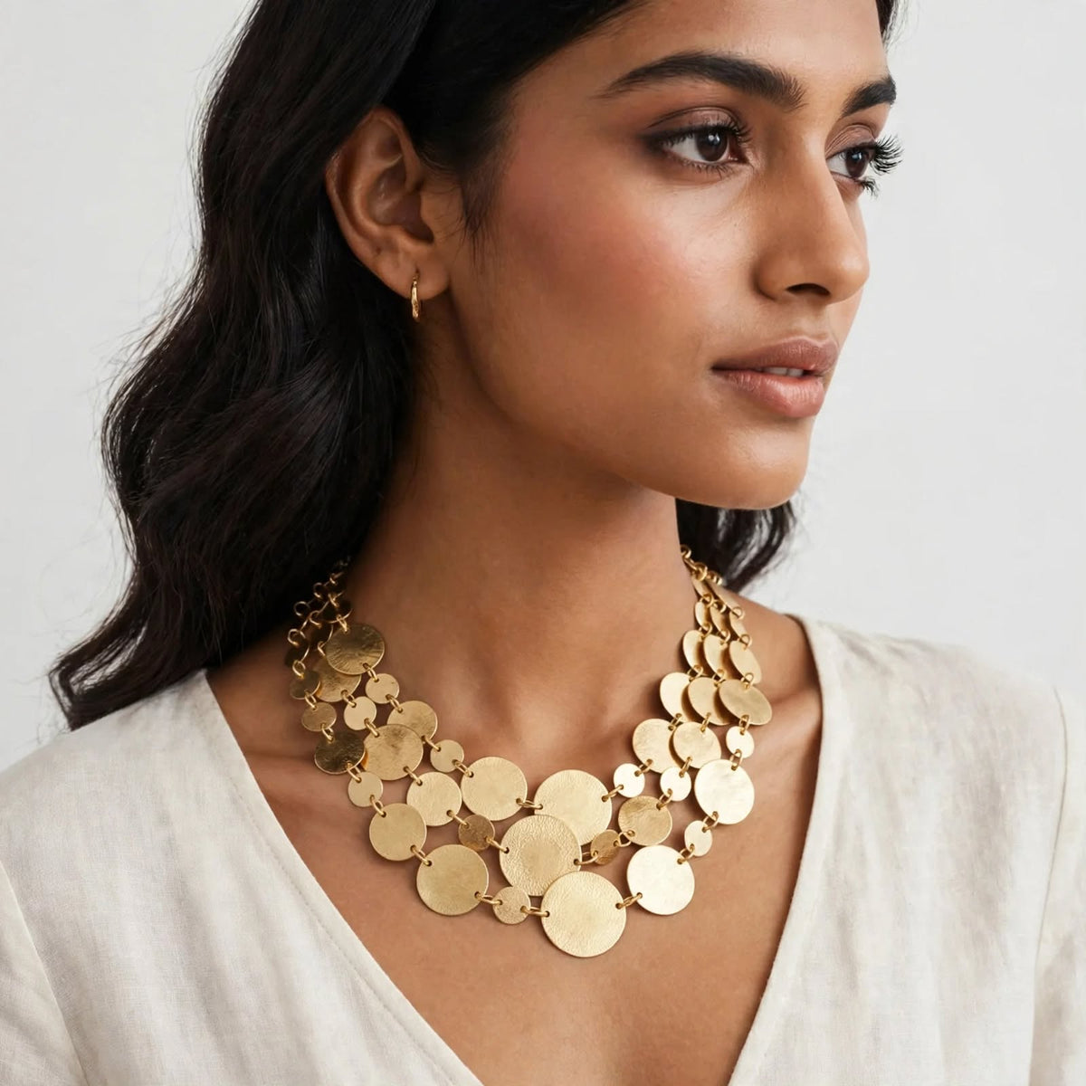 Plated Coin Necklace | Handmade Brass Statement Jewellery For Women