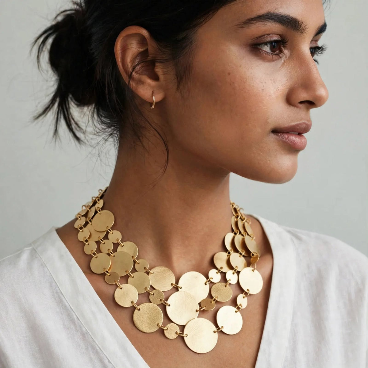 Plated Coin Necklace | Handmade Brass Statement Jewellery For Women