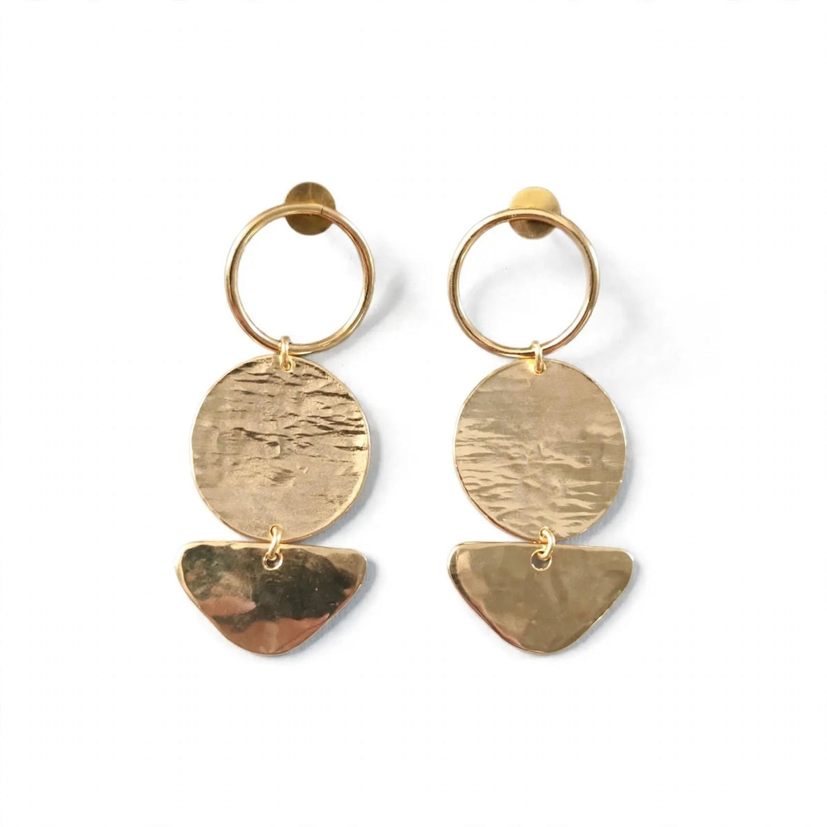 Plated Geometric Dangle Drop Earrings | Handmade Brass Party Wear Jewellery For Women