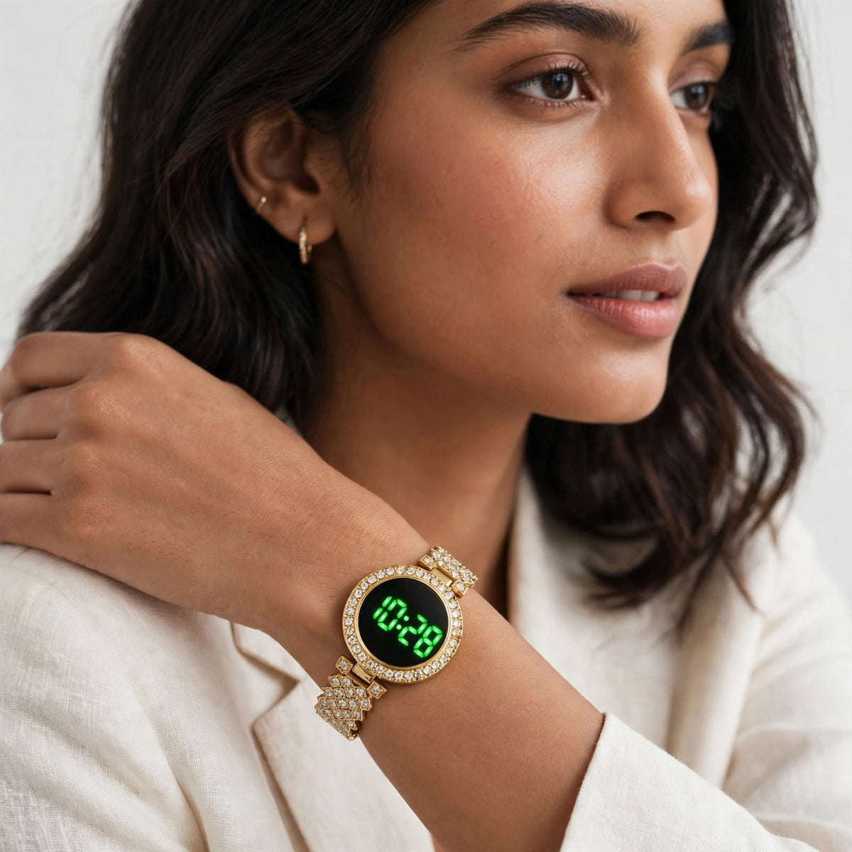 LED Bracelet Watch for Girls | Digital Automatic Crystal Party Watch For Women